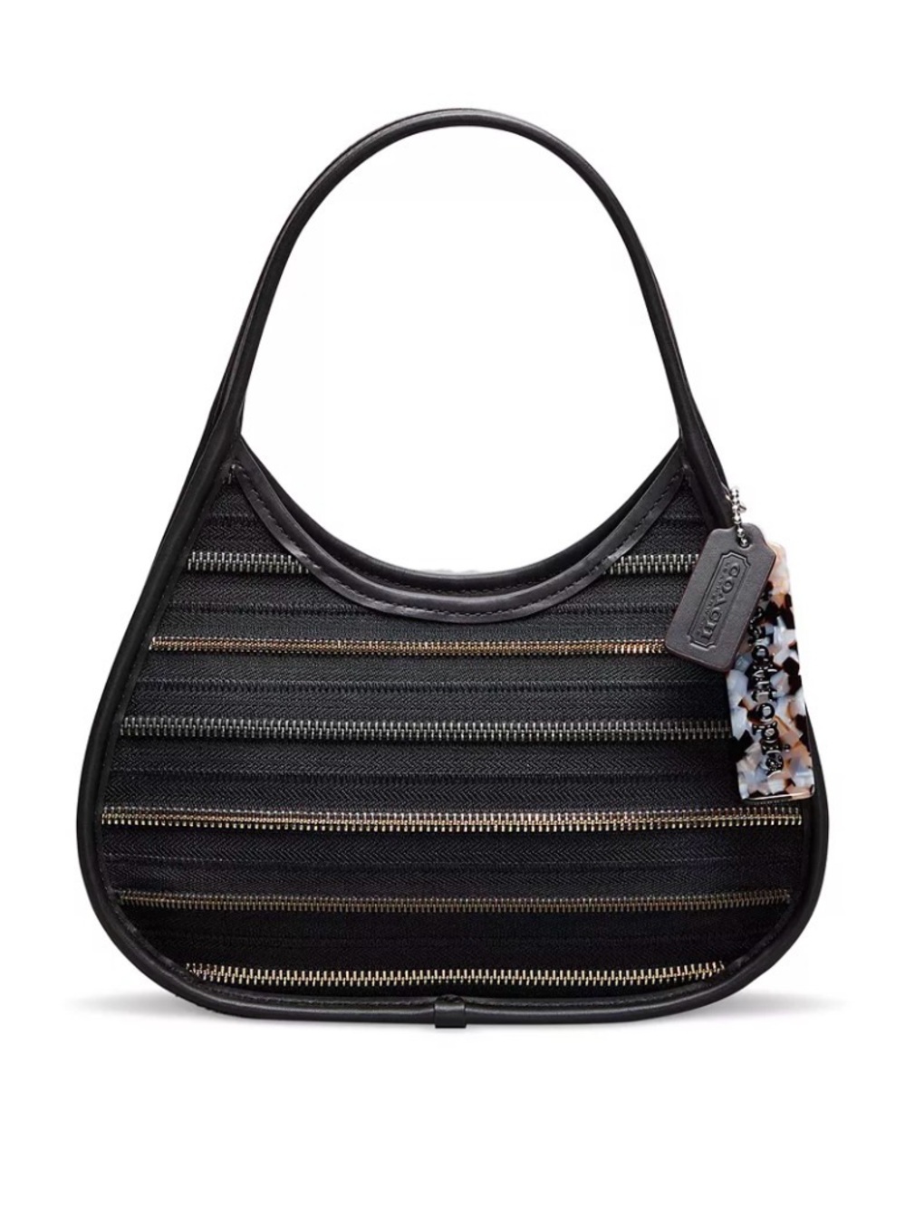 Coach Black Multi-Zip Shoulder Bag with Tortoiseshell Charm